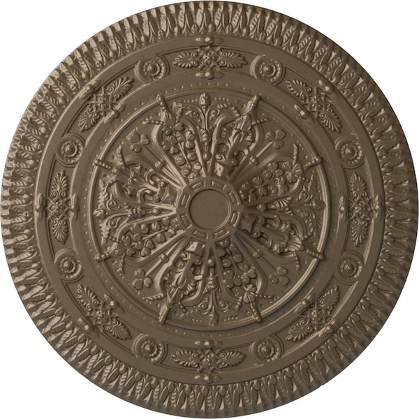 Ekena Millwork Naple Ceiling Medallion (Fits Canopies up to 3 3/8"), Hand-Painted Warm Silver, 37 1/2"OD x 3 3/8"P CM37NAWSS - main